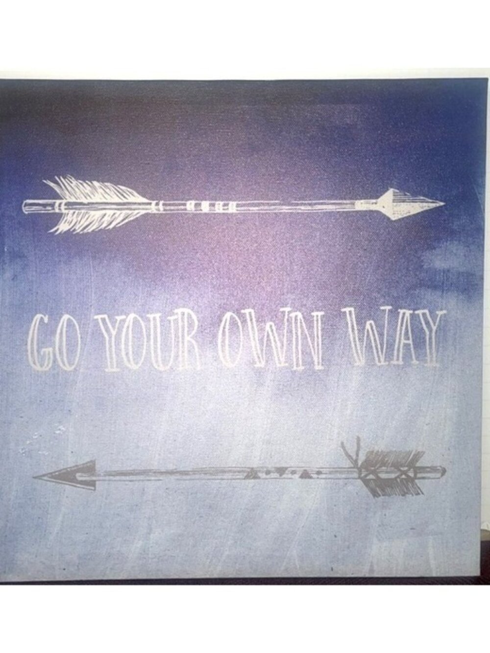 Go Your Own Way Canvas Wall Art White Blue Arrow 12x12 Home Inspirational Quote - Picture 4 of 6